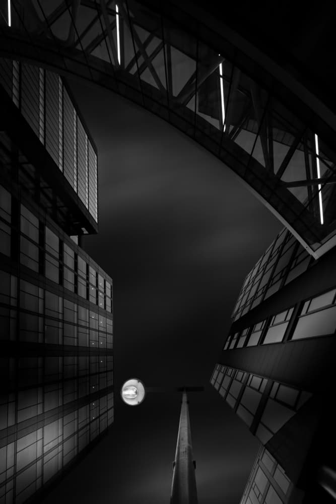 Night City Geometry by Hugo Borges — canvas wall art