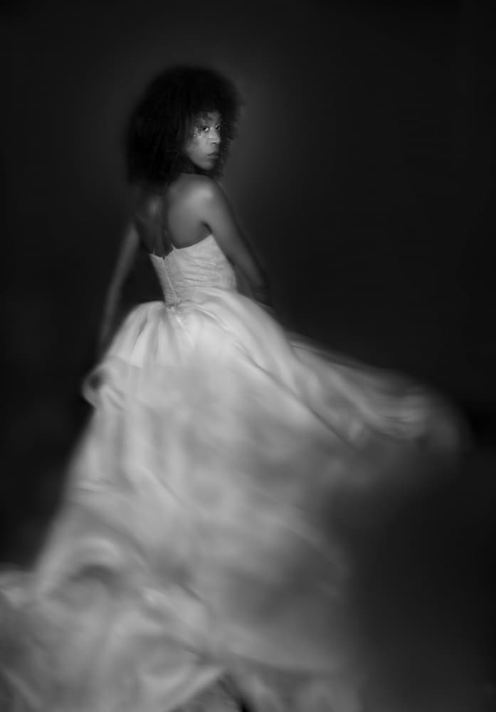 Dramatic Flowing Gown by Hui — canvas wall art