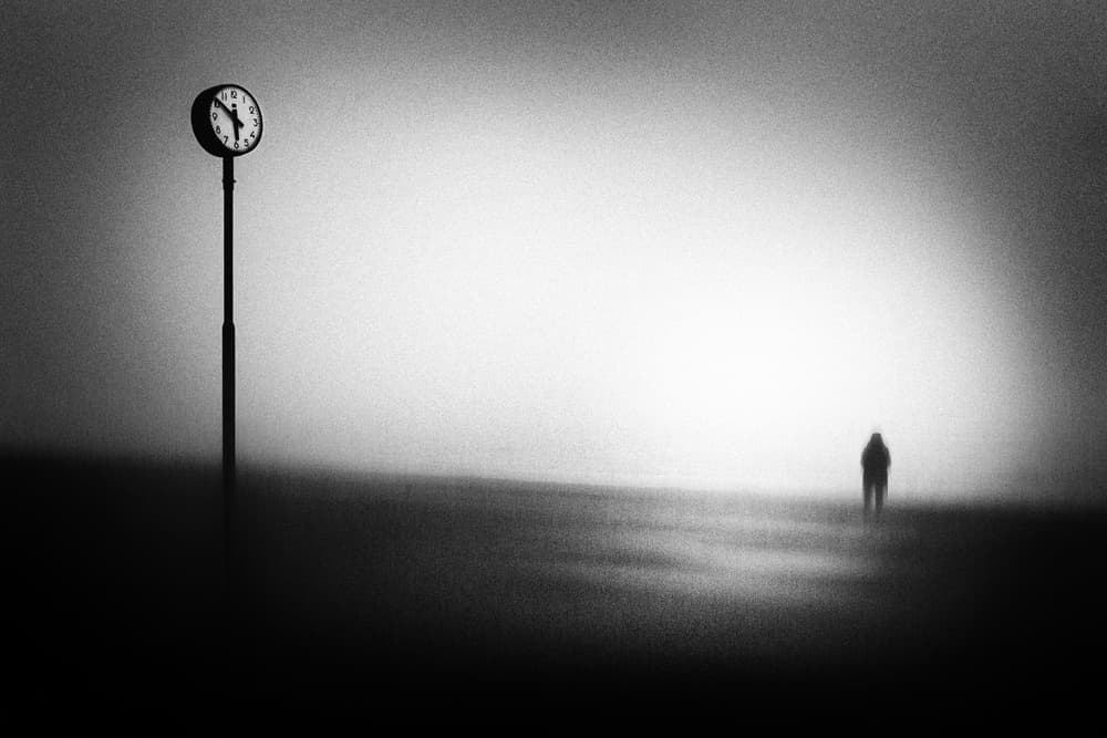 Lone Figure Timeless Clock by Gustav Davidsson — canvas wall art