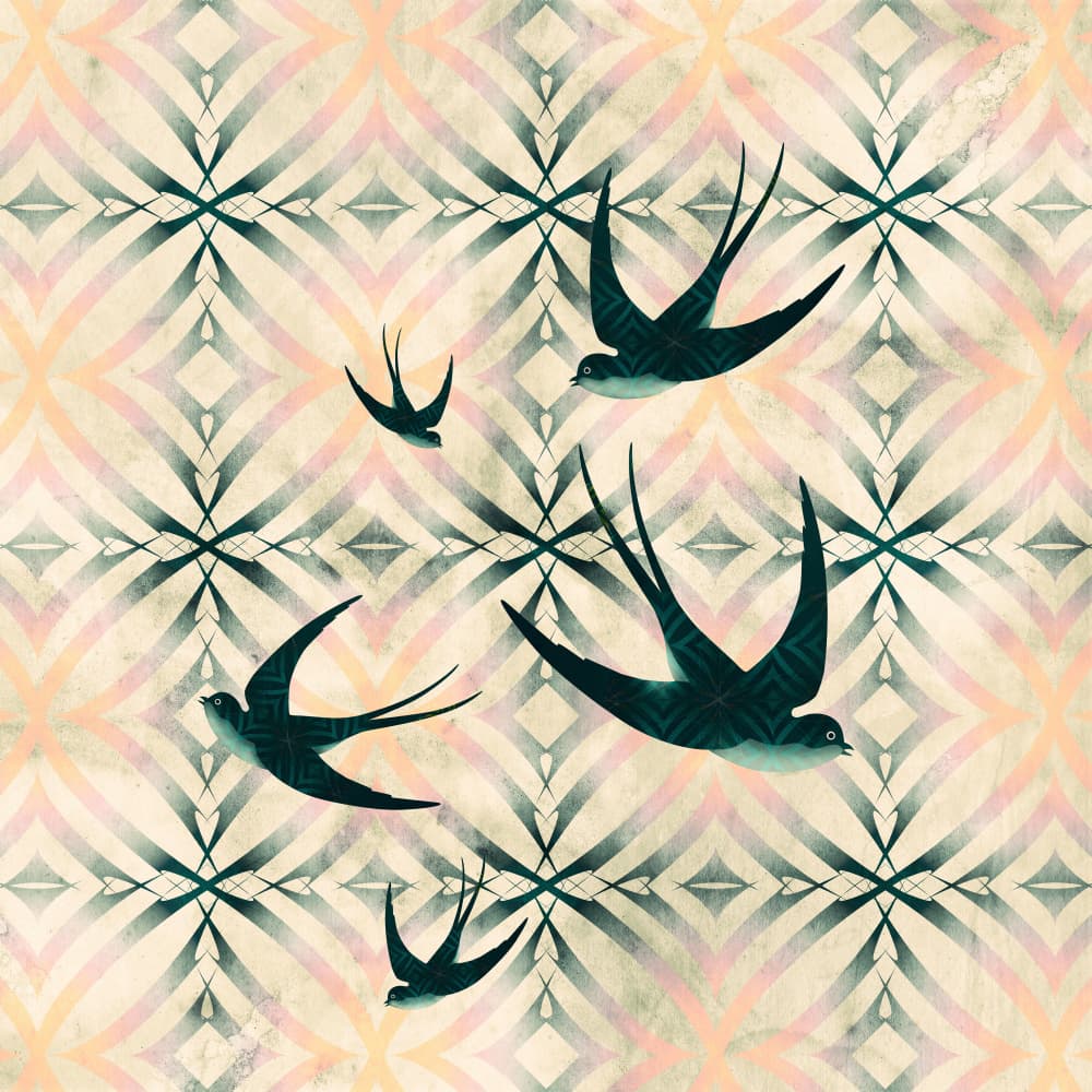 Elegant Swallows Pattern by Angelo Cerantola — canvas wall art
