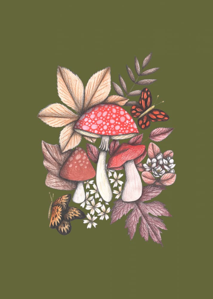 Autumn Forest Fungi by Cecilia Battaini — canvas wall art