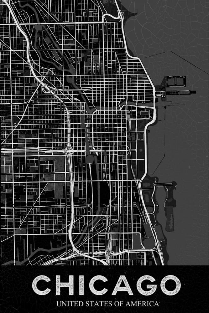 Minimalist Chicago City Map by StudioSix — canvas wall art
