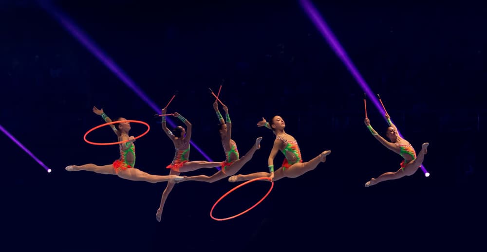 Rhythmic Gymnastics Leaps by Els Keurlinckx — canvas wall art