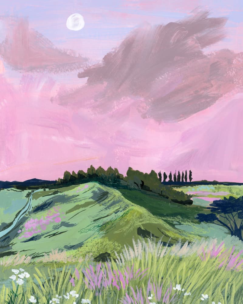 Pink Sky Over Rolling Hills by Sarah Gesek — canvas wall art