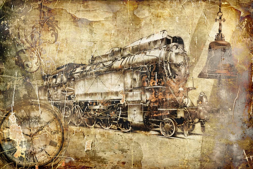Vintage Steam Train Time by Rafal Kulik — canvas wall art