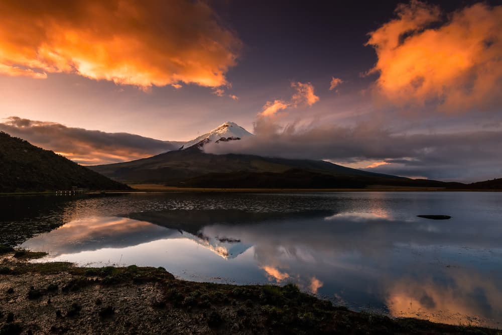 The vulcano Cotopaxi with snowy peak in the morning light by Petr Simon — canvas wall art