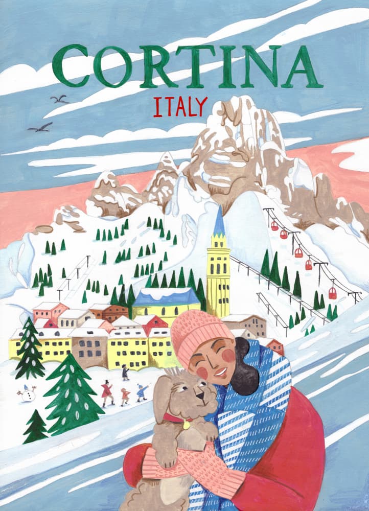 Travel Poster Woman in Cortina, Italy by Caroline Bonne Müller — canvas wall art