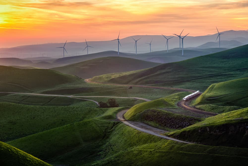 Train Through Energy Hills by Bill Wang — canvas wall art