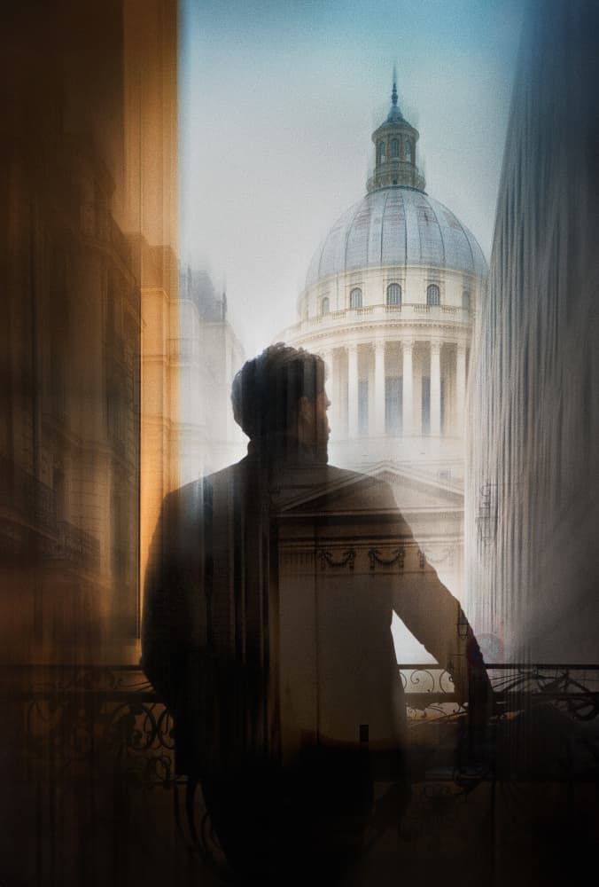 Man Overlooking Paris by Annette Guo — canvas wall art
