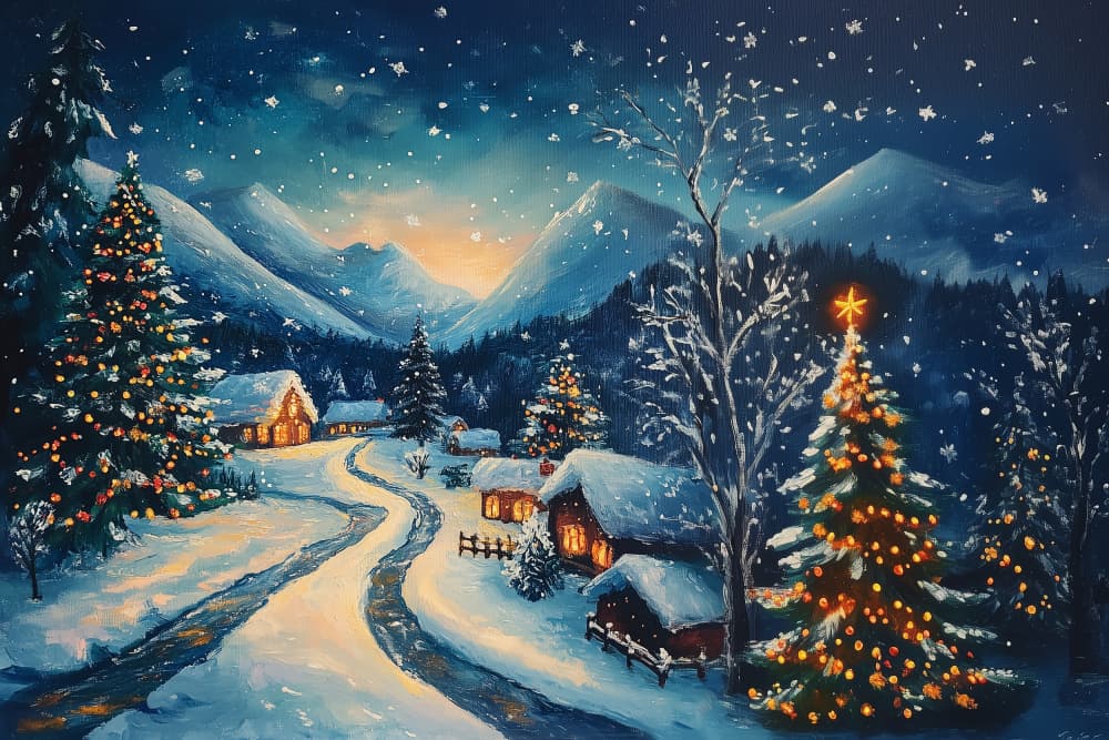 Snowy Christmas Night by Pictufy Studio IV — canvas wall art