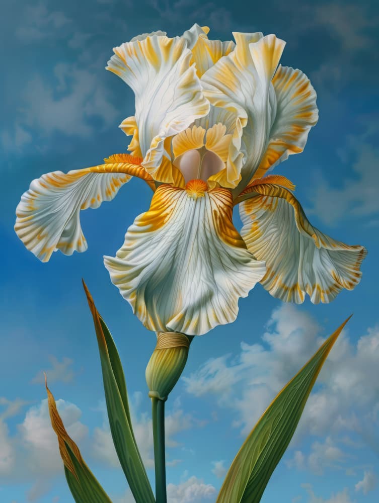 Golden White Iris by Bilge Paksoylu — canvas wall art