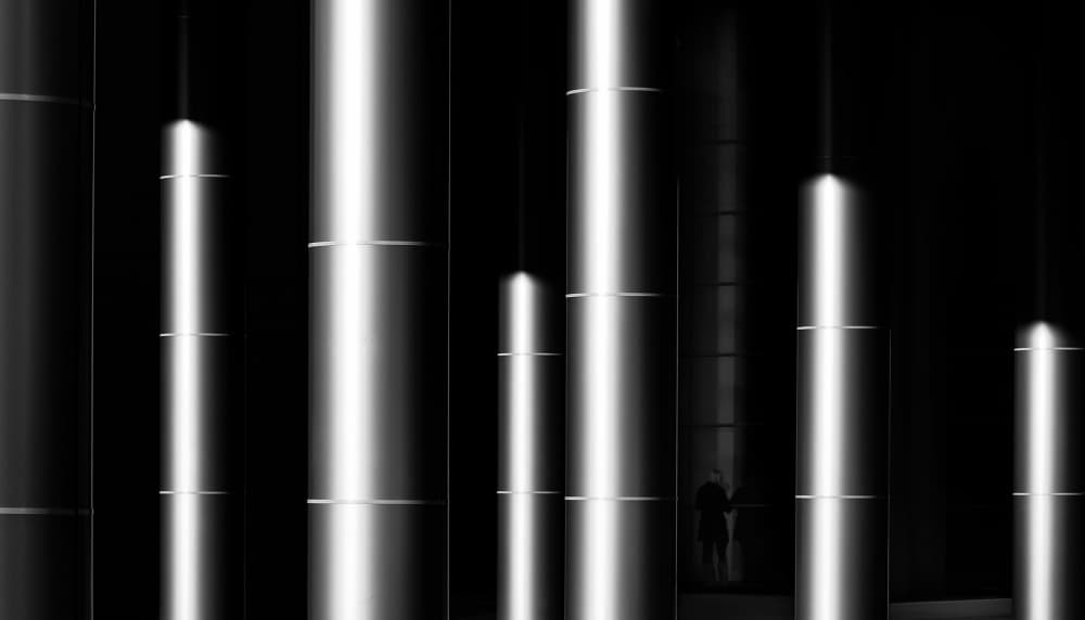 Vertical Lights Lone Figure by Anna Niemiec — canvas wall art