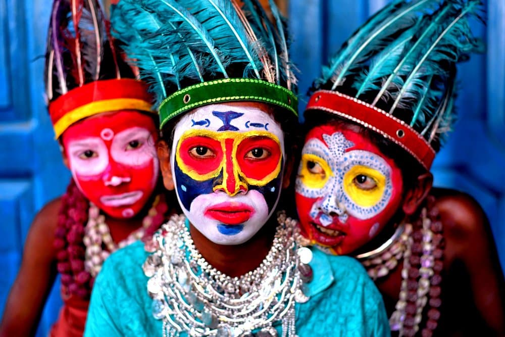 Vibrant Tribal Children by Avishek Das — canvas wall art