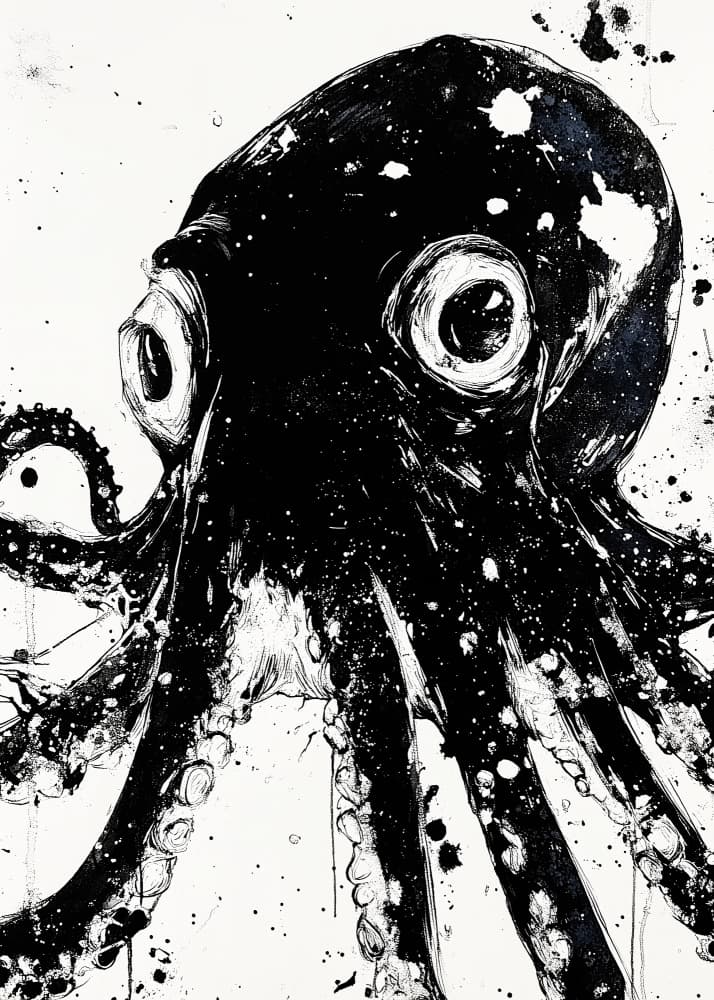 Bold Ink Octopus by Justyna Jaszke — canvas wall art