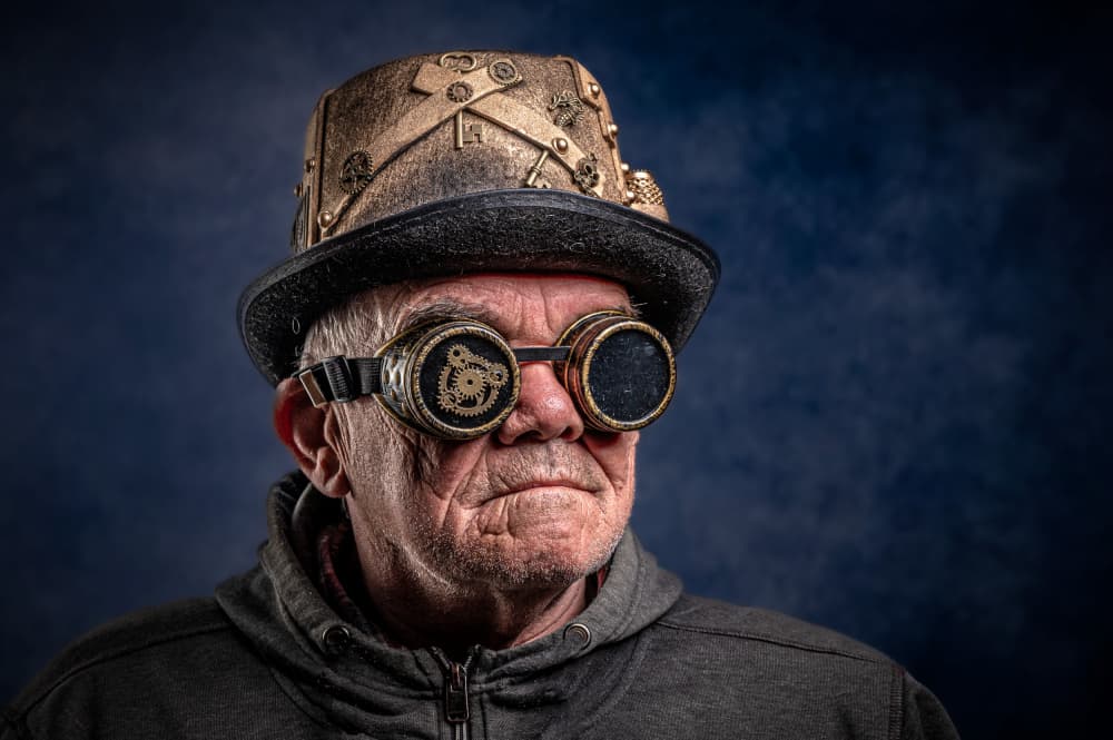 Steampunk Man Portrait by Joško Šimic — canvas wall art
