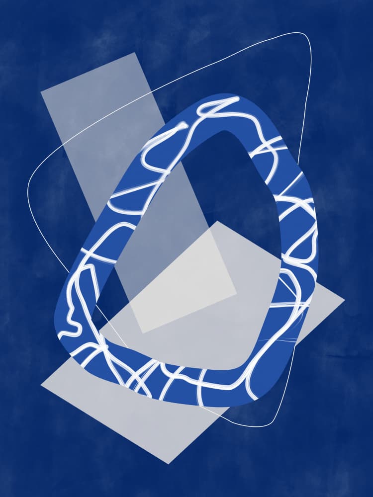 Abstract Blue Forms by Elena Ristova — canvas wall art
