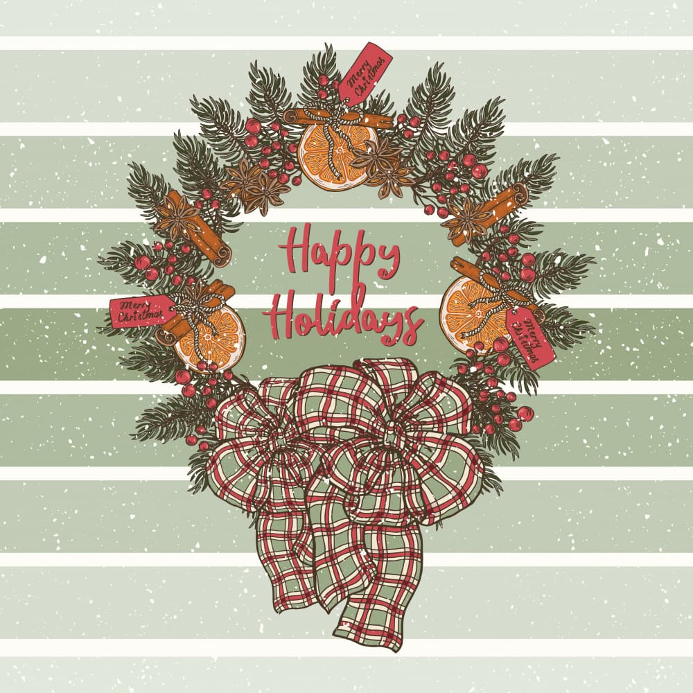 Happy Holidays Wreath by Olena Kovalova — canvas wall art