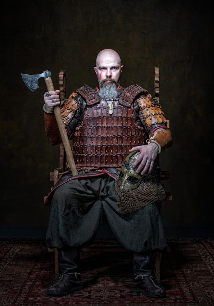 Armored Warrior Portrait by Luc Stalmans — canvas wall art