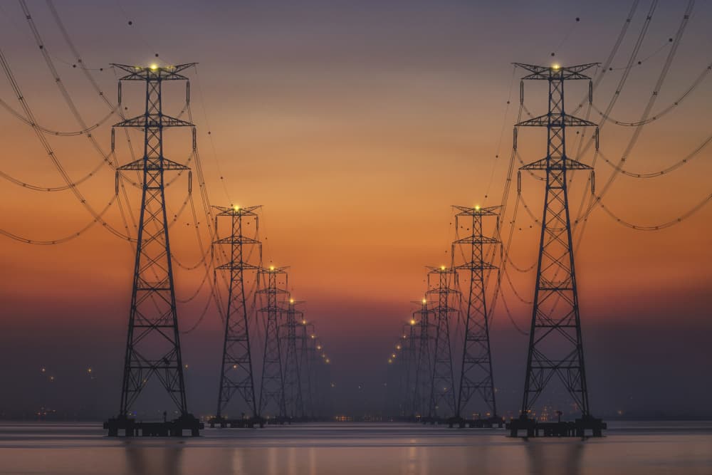 Twilight Power Towers by Tiger Seo — canvas wall art