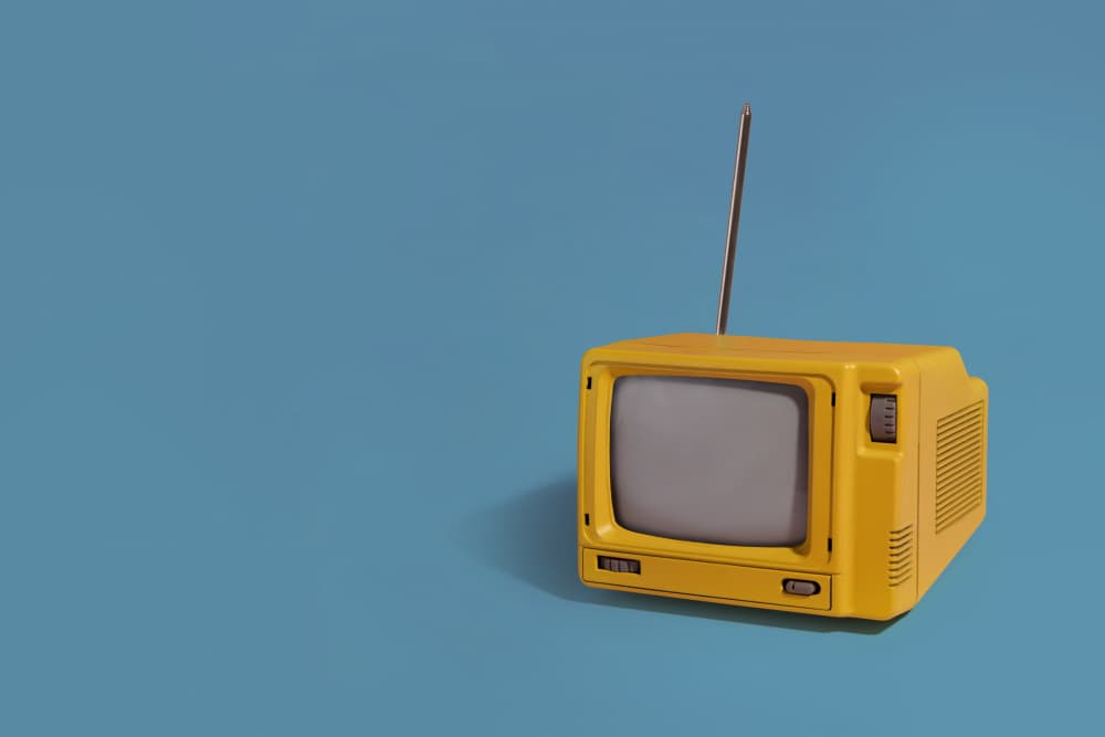 Nostalgic Yellow TV by Julia Ramiro — canvas wall art