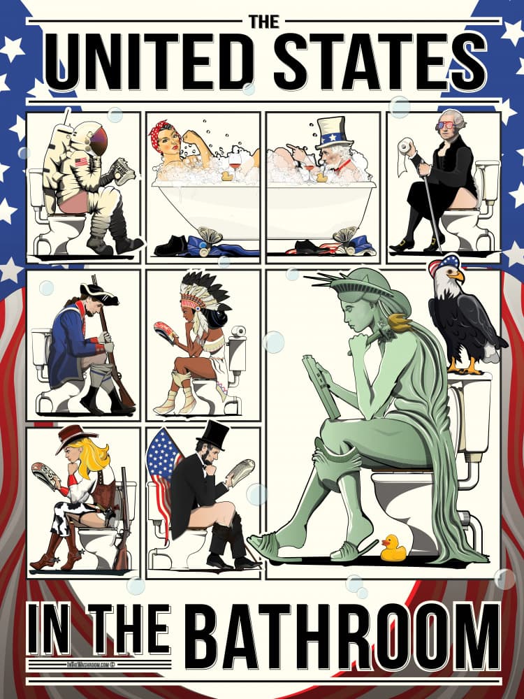 The United States In Bathroom by In The Washroom — canvas wall art
