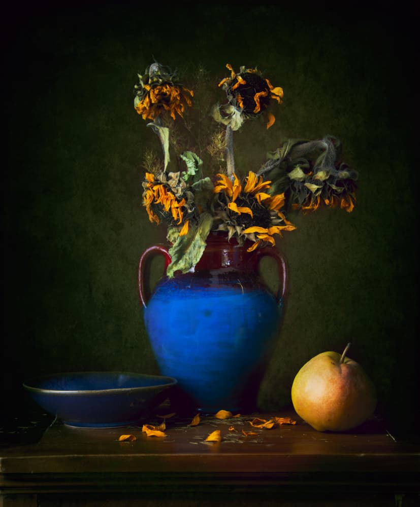 Melancholy Sunflower Still Life by Ramiz Sahin — canvas wall art
