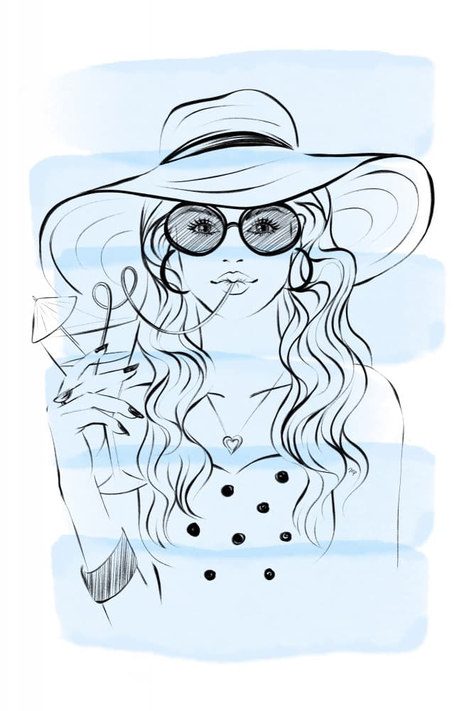 Stylish Woman Sipping by Martina — canvas wall art