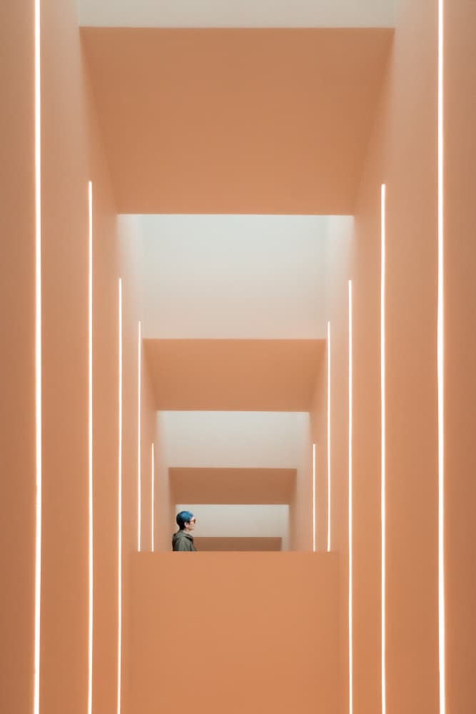 Peach Corridor Figure by Luc Vangindertael (laGrange) — canvas wall art