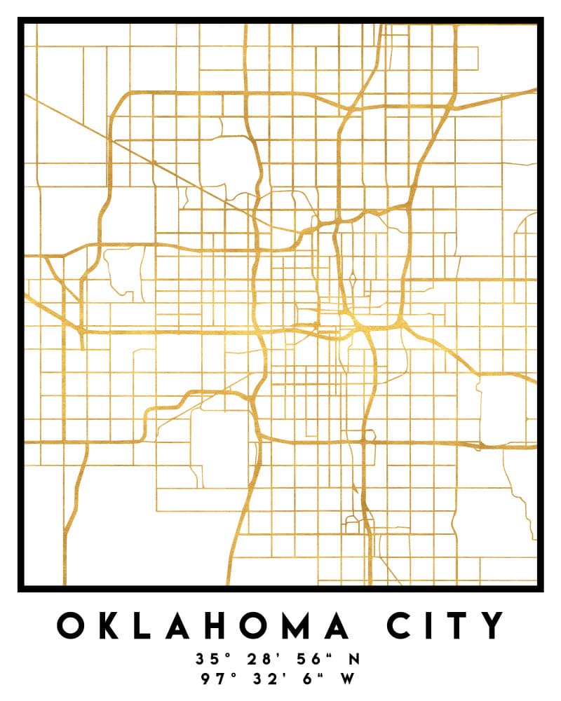 Oklahoma City Gold Map by Emiliano Deificus — canvas wall art