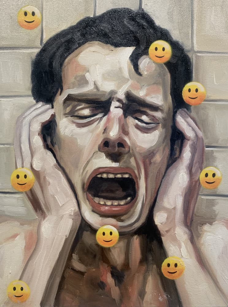 Anxiety With Emojis by Gabriel Grecco — canvas wall art
