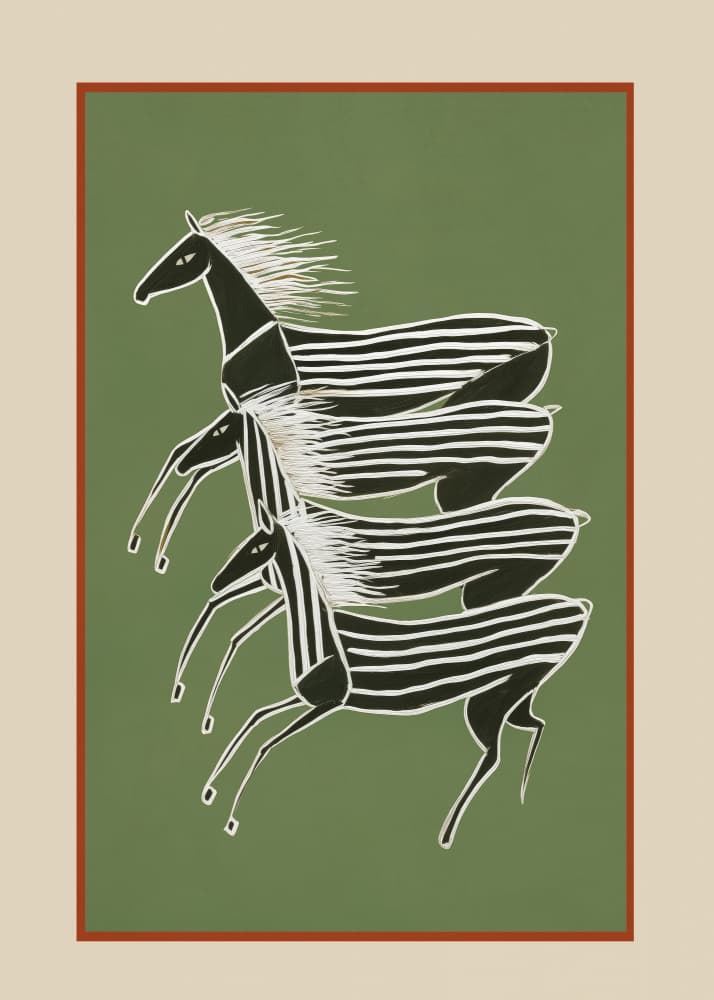 Running Zebras Green by City Art — canvas wall art