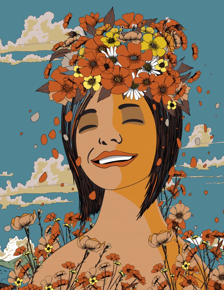 Flower Crown Smile by Nicholas — canvas wall art