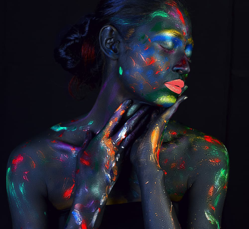 Neon Paint Portrait by James Mahfuz — canvas wall art