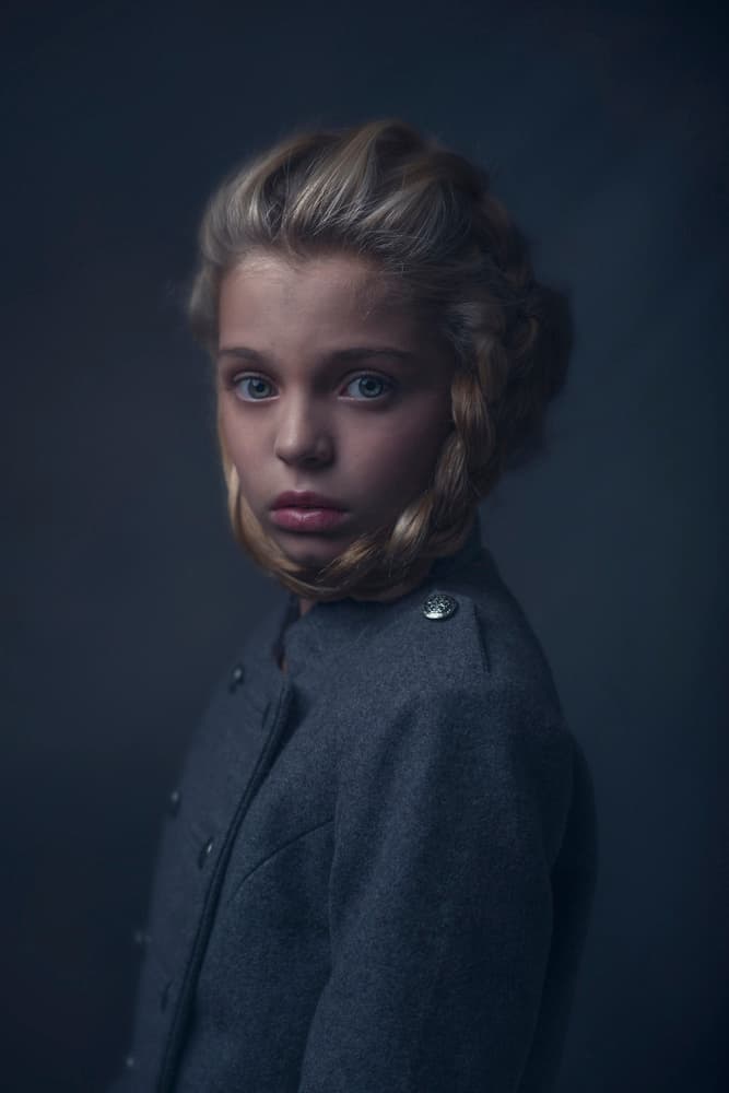 Serious Young Girl Portrait by Ewa Cwikla — canvas wall art