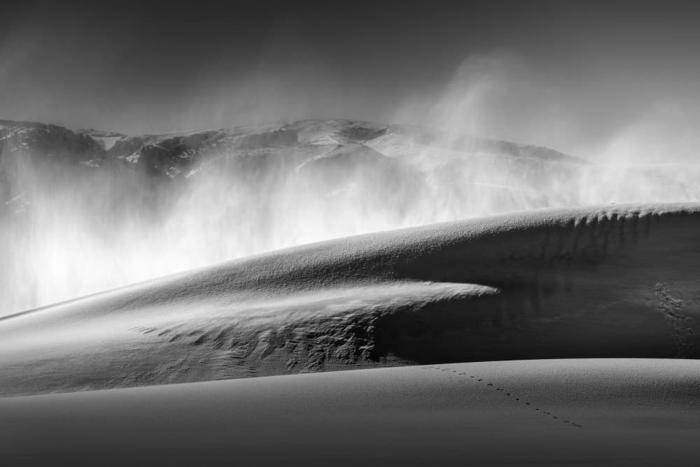 Wind Blown Snow Dunes by Jana Luo — canvas wall art