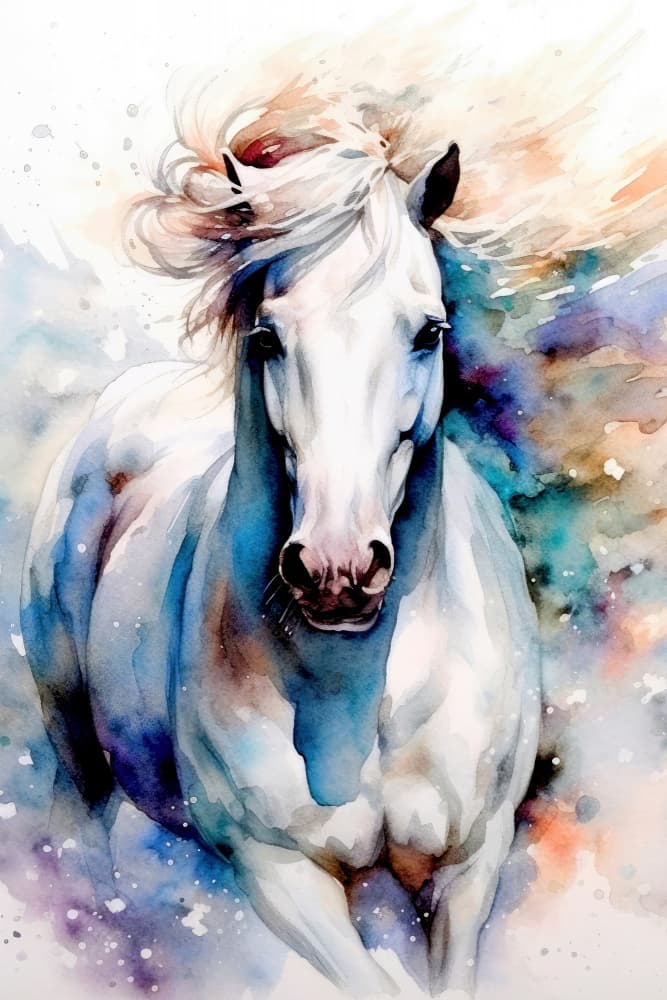 Spirited White Horse by Justyna Jaszke — canvas wall art