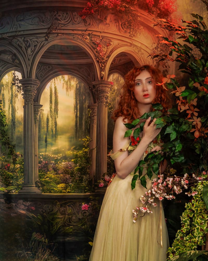 Redhead In Enchanted Garden by David Bennion — canvas wall art