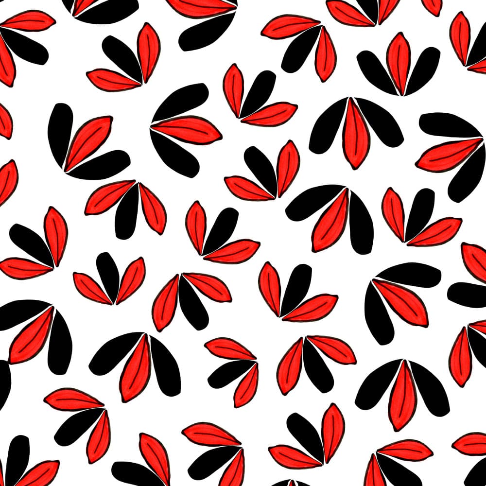 Red Black Petal Pattern by Michele Channell — canvas wall art