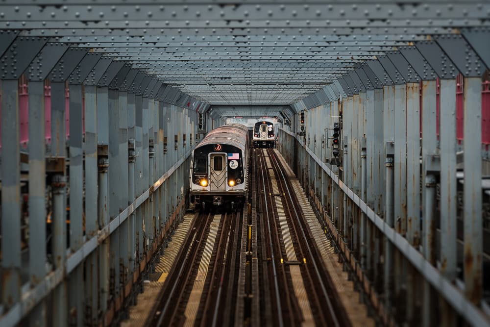 New York Subway Crossing by Rene Tenteris — canvas wall art