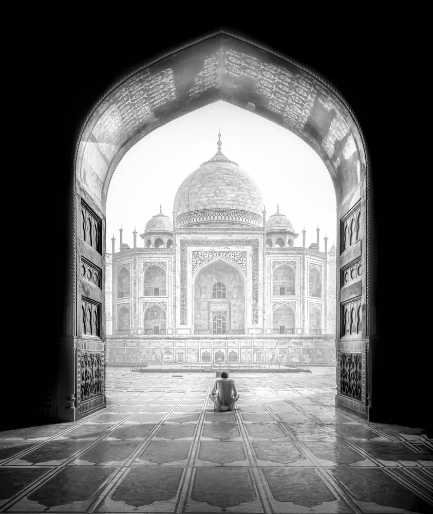 Taj Mahal Contemplation by Alex Lu — canvas wall art