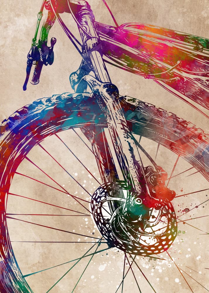 Watercolor Mountain Bike by Justyna Jaszke — canvas wall art