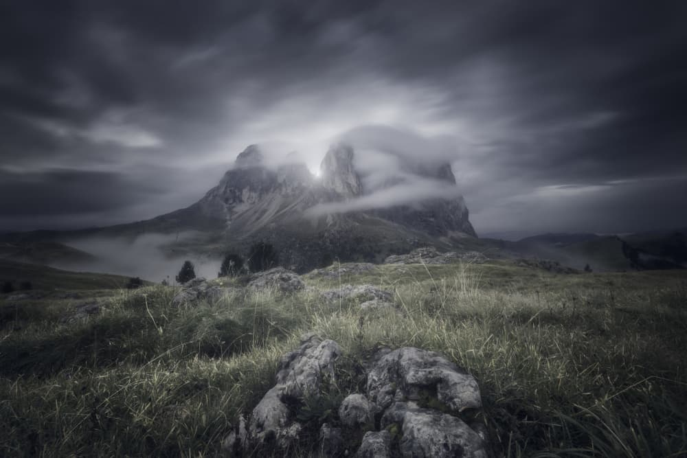 Moody Mountain Landscape by Marco Bruna — canvas wall art