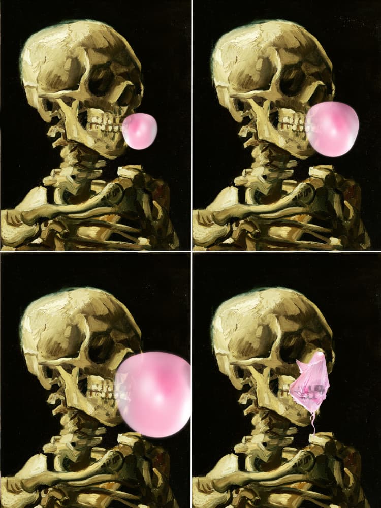 Skull Gum Explosion by Dikhotomy — canvas wall art