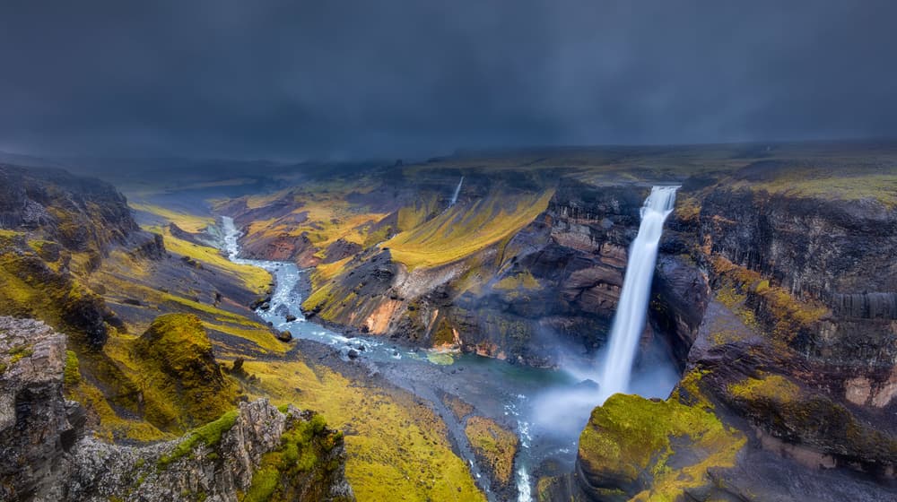 Majestic Canyon Waterfall by James Bian — canvas wall art