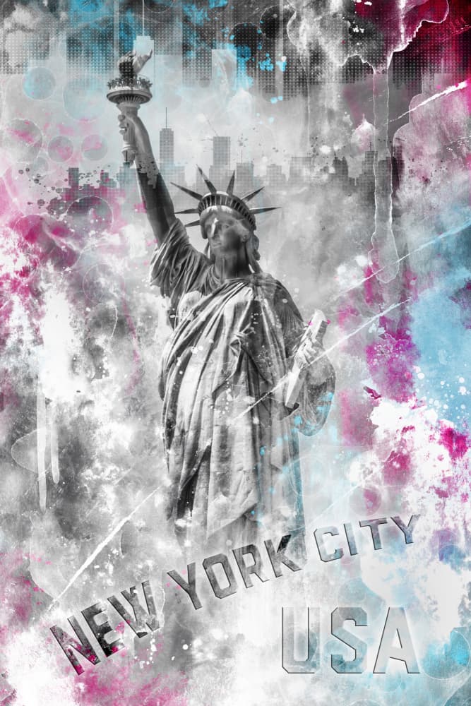 POP ART Statue of Liberty - Splashes by Melanie Viola — canvas wall art