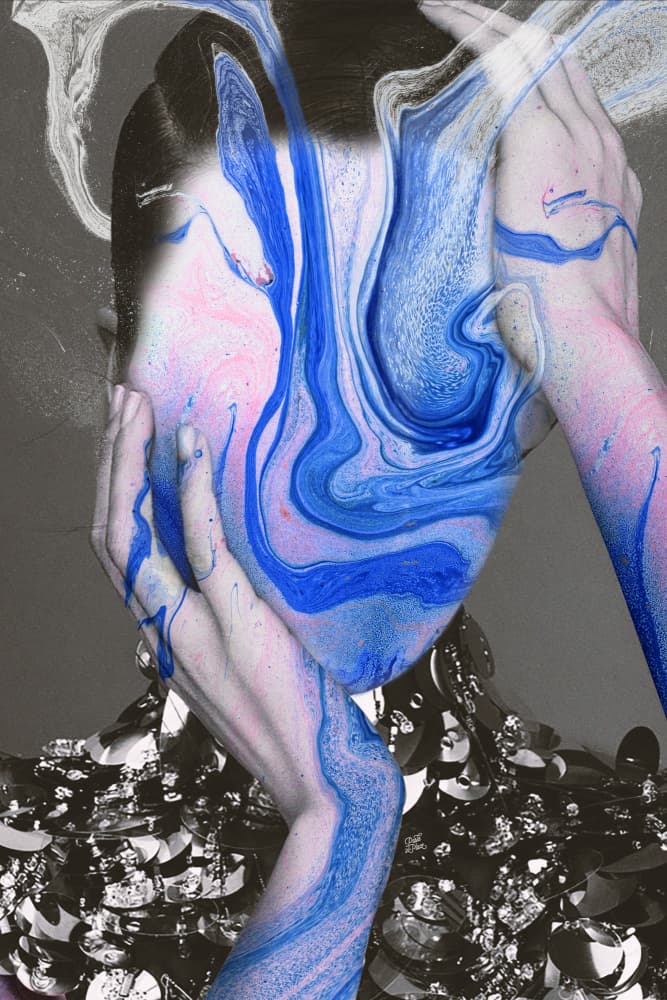 Marbled Blue Embrace by Paste in Place — canvas wall art