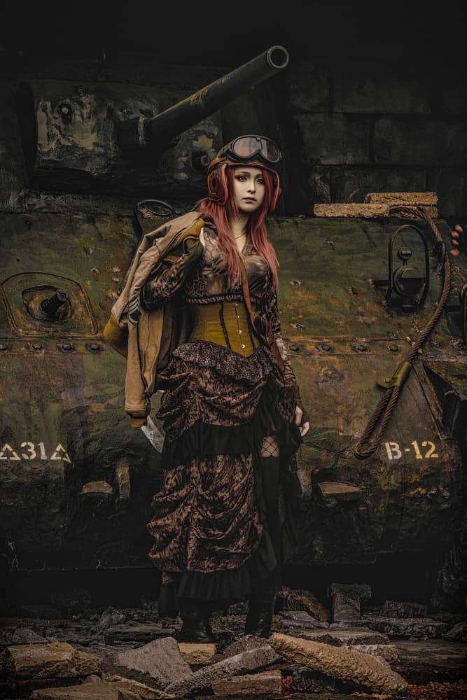 Steampunk Warrior By Tank by KOIKI — canvas wall art