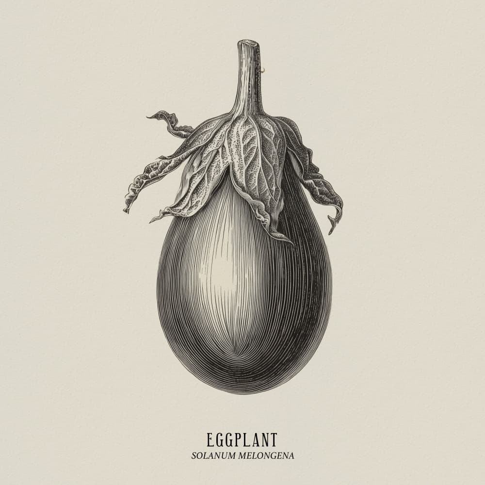 Vintage Eggplant Botanical by Andreas Magnusson — canvas wall art