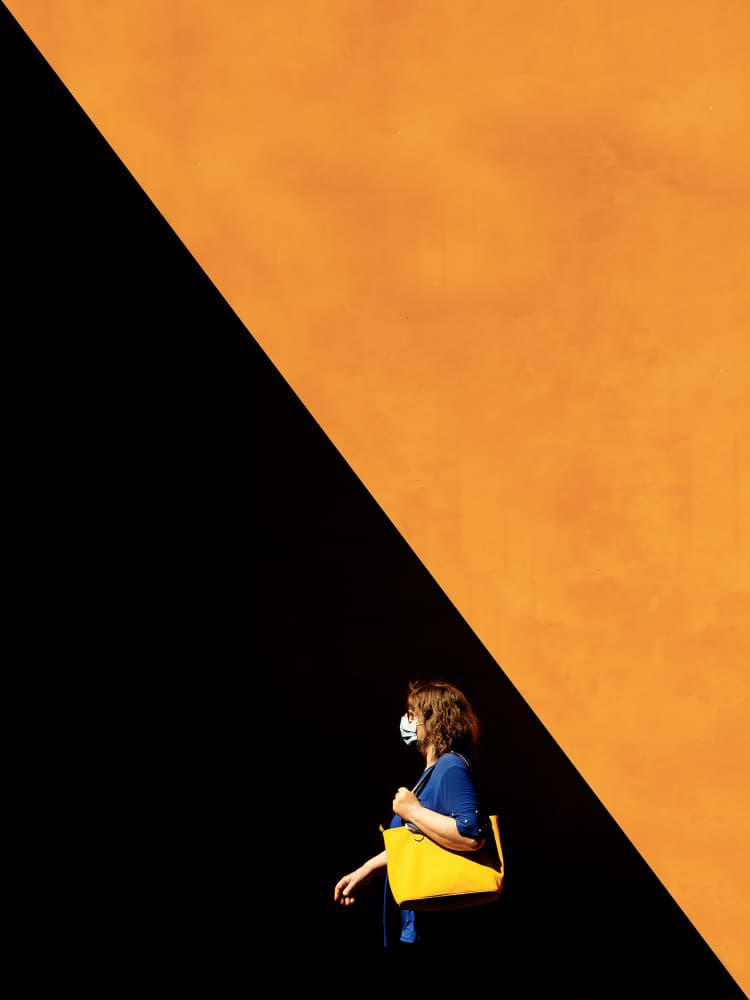 Masked Woman Orange Diagonal by Massimo Della Latta — canvas wall art