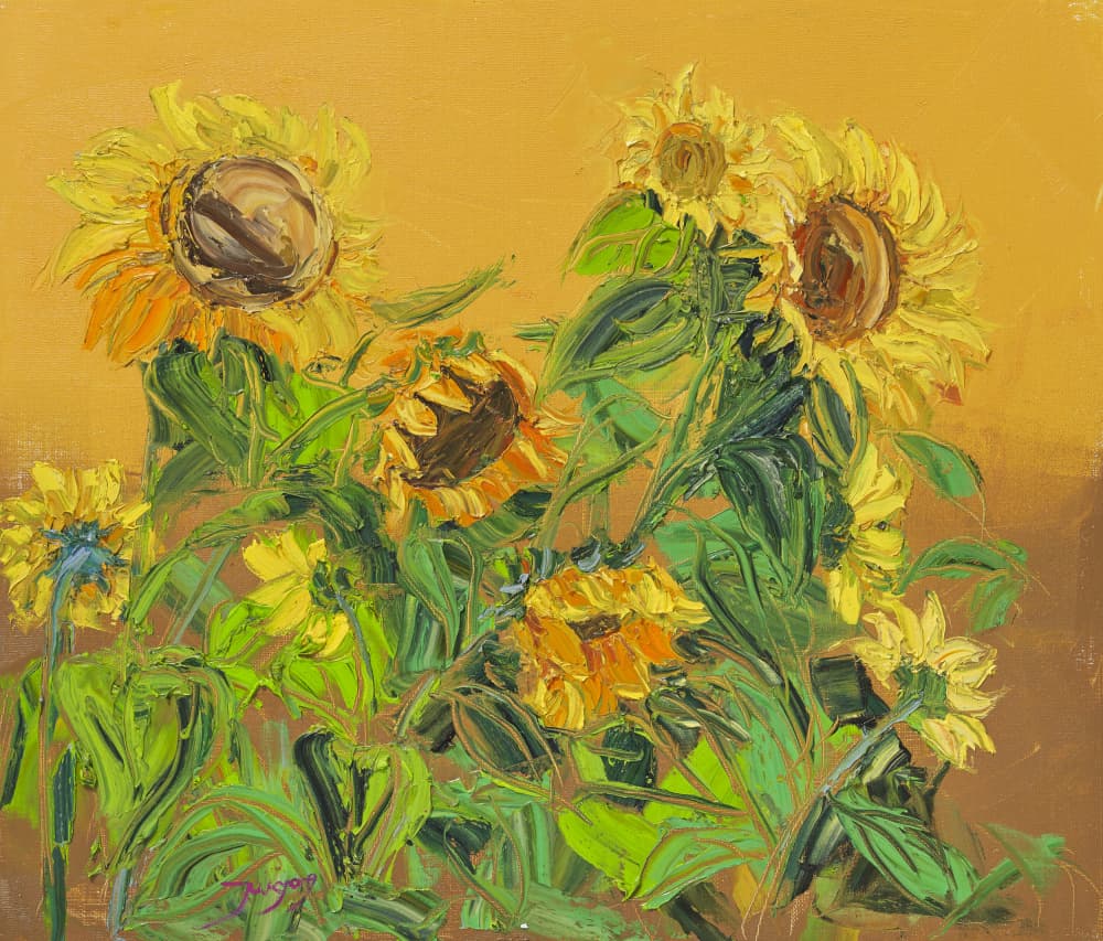 Golden Sunflowers by Jukyong Park — canvas wall art